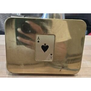 Vintage Double Deck Card Holder 4" x 6" Playing Cards Brass Metal Gold #D M.50